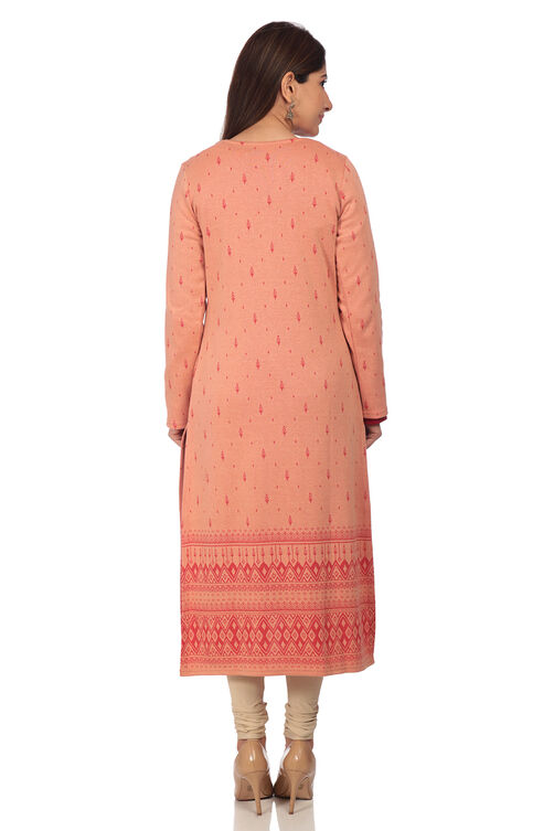 Peach Straight Poly Cotton Kurta image number 4