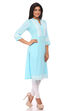 Sky Blue Cotton Straight Kurta image number 2