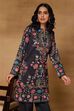 Black Floral Printed Straight Kurta Set image number 8