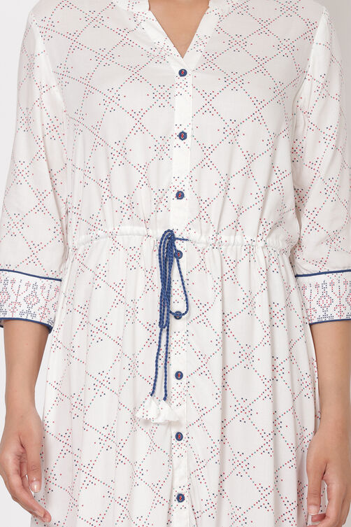 Off White Viscose A Line Dress image number 1
