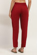 Navy Blue Cotton Solid Regular Pants image number 4