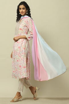 Pink Cotton Blend Straight Suit Set image number 4