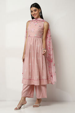 Pink Floral Anarkali Suit Set image number 3