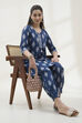 Navy Cotton Straight Printed  image number 0