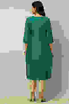 Green Viscose Blend Yoke Design Festive Straight Kurta image number 3