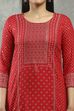 Red Viscose Flared Kurta Pants Set image number 1