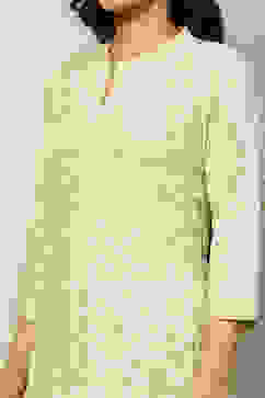 White Floral Printed Straight Kurta image number 1