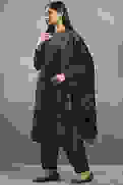 Black Polyester Printed Straight Suit Set image number 3