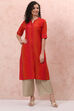 Red Art Silk Straight Kurta image number 3