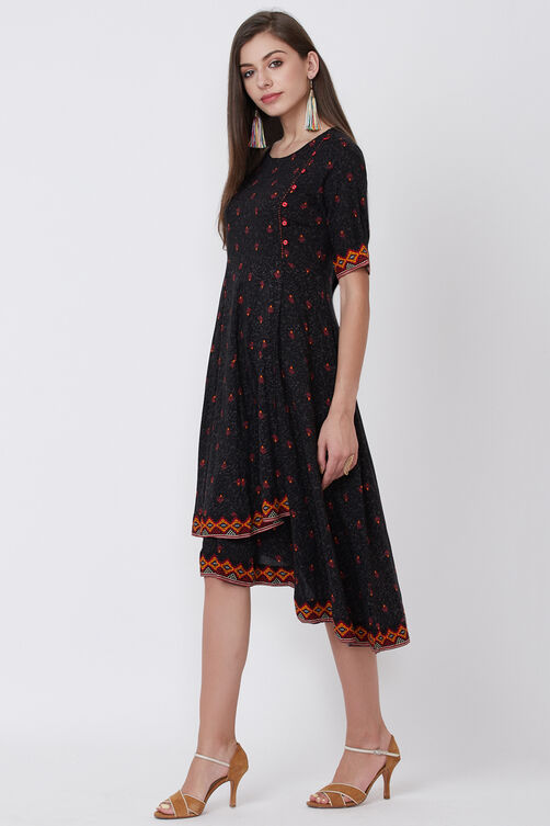 Black Viscose Rayon Kalidar Dress image number 2