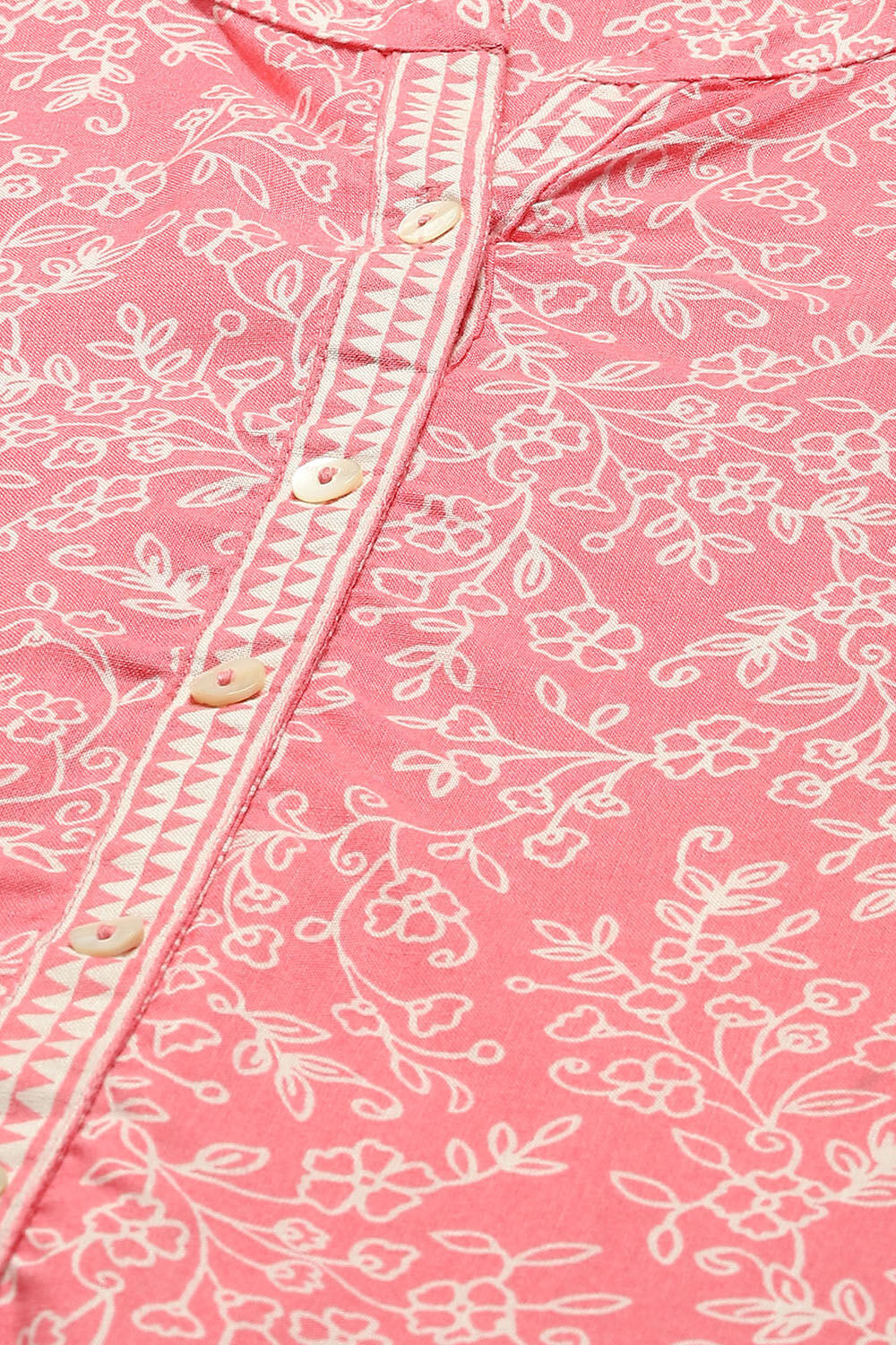 Pink Floral Printed Straight Indie Top image number 1