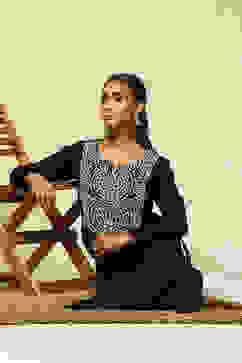 Black Acrylic Straight Kurta image number 0