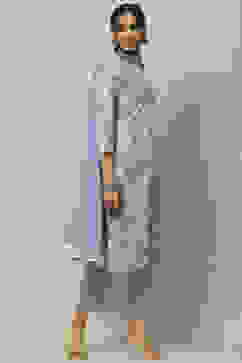 Lavender Poly Chiffon Straight Suit Set image number 6