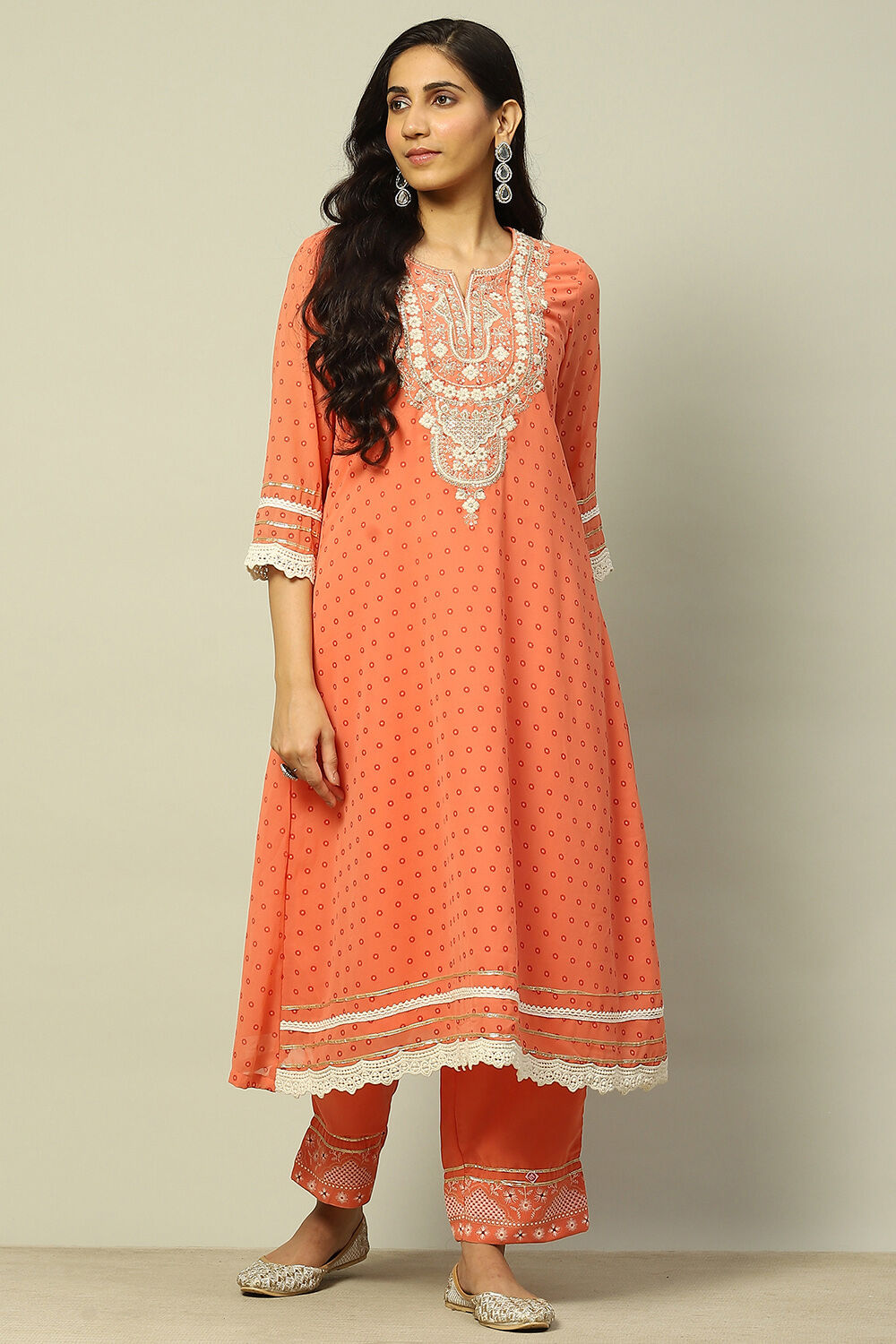 Coral Polyester Straight Suit Set image number 6