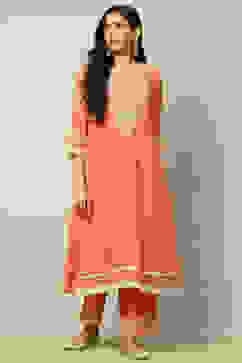 Coral Polyester Straight Suit Set image number 6