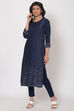 Navy Blue Viscose Rayon Straight Kurta image number 2