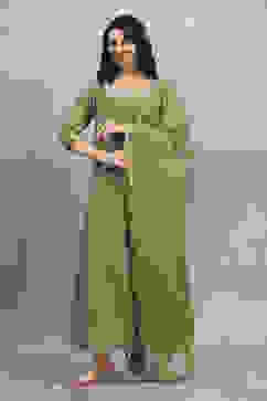 Green Tissue Solid Anarkali Dress image number 5