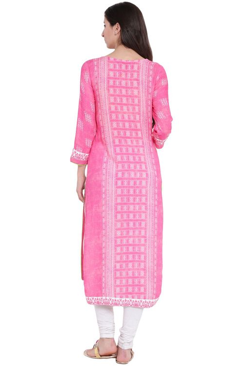 White Rayon Straight Kurta image number 4