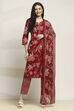 Maroon Cotton Straight Set image number 6