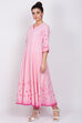 Pink Cotton Kalidar Kurta image number 2