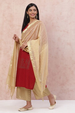 Gold Art Silk Dupatta image number 3