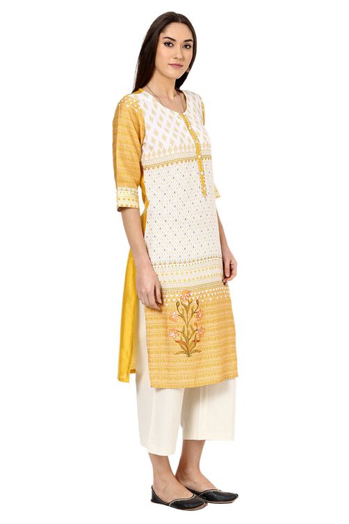 Yellow Straight Viscose Rayon Kurta image number 3