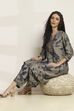 Grey Viscose Blend Printed A-Line Kurta Pants Set image number 0