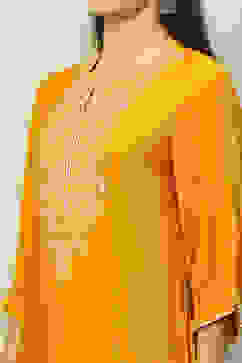 Yellow Viscose Blend Straight Kurta image number 1