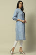 Pastel Blue Cambric Staight Kurta image number 4