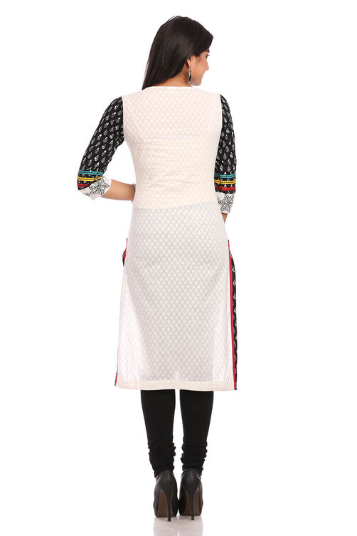 White Straight Cotton Kurta image number 1