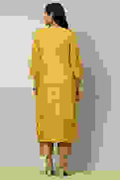 Yellow Printed Festive Straight Kurta image number 3