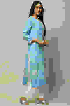 Blue Rayon Staight Kurta image number 4