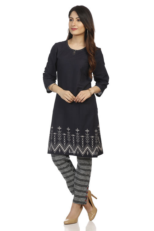 White Straight Cotton Kurta image number 3
