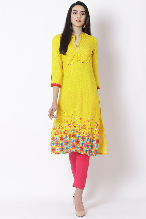 Yellow Viscose Kurta image number 0
