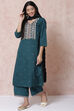 Bottle Green LIVA Straight Kurta image number 3