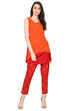 Red Poly Lycra Slim Pants image number 1