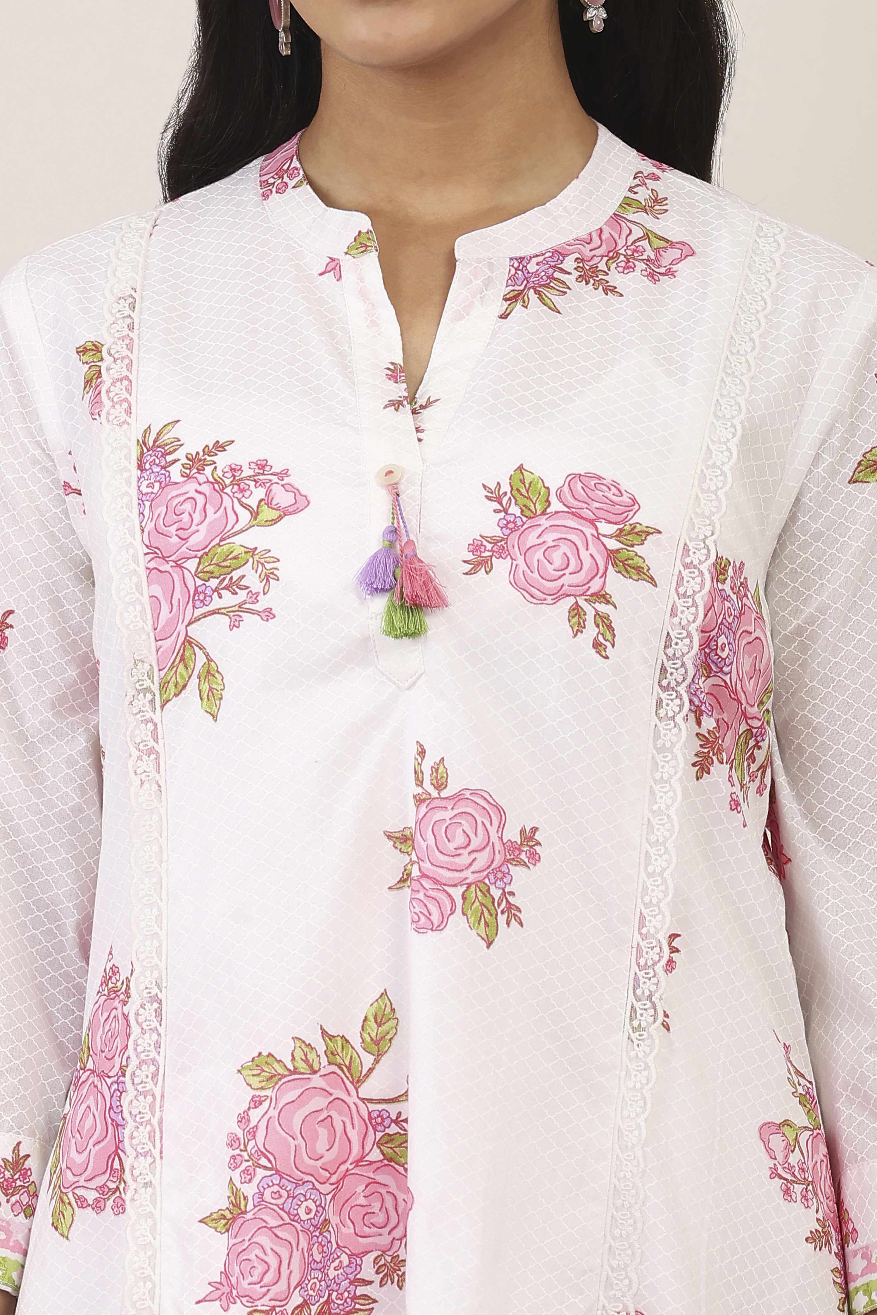 White Cotton A-Line Suit Sets image number 1