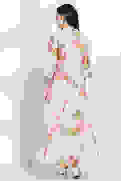 Off White Viscose Blend Skirt Set image number 4