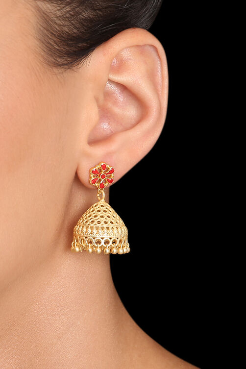 Golden Metal Brass Earrings image number 0