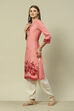 Peach LIVA Straight Printed Kurta image number 2