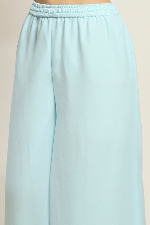 Aqua Printed Kaftan-Style Flared Kurta Set image number 2