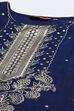 Navy Blue LIVA Blend Straight Printed Kurta image number 1