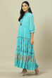 Sea Green Cotton Blend Tiered Dress image number 2
