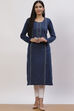 Blue Acrylic Straight Kurta image number 4
