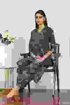 Green Viscose Polyester Viscose Rayon Kurta Pants Set image number 0