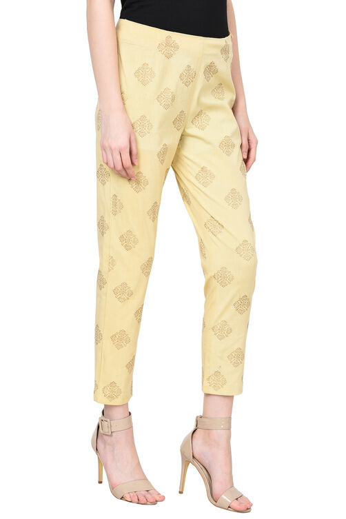 Beige Polyester Slim Pants image number 2