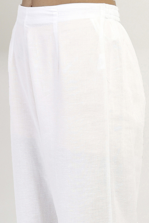 White and Black Printed Straight Suit Set image number 2