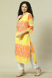 Yellow Cotton Blend Straight Kurta image number 2