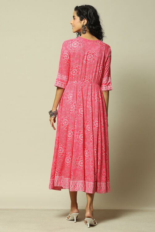 Pink Viscose Straight Printed Kurta image number 3