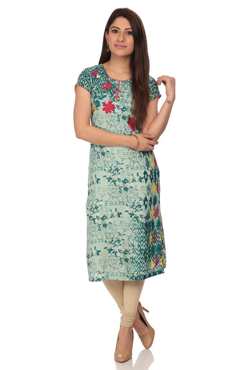 Mint Green Straight Viscose Rayon Indie Top image number 0